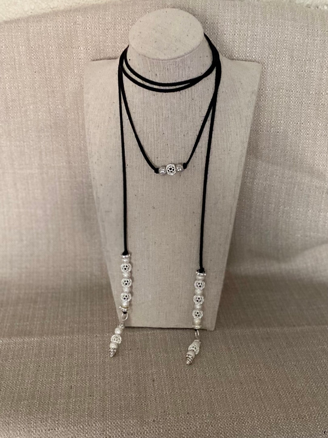 Silver Filigree Beads Lariat Etsy