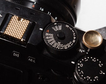 Handmade Solid Brass Camera Shutter Release Button & Hotshoe Cover