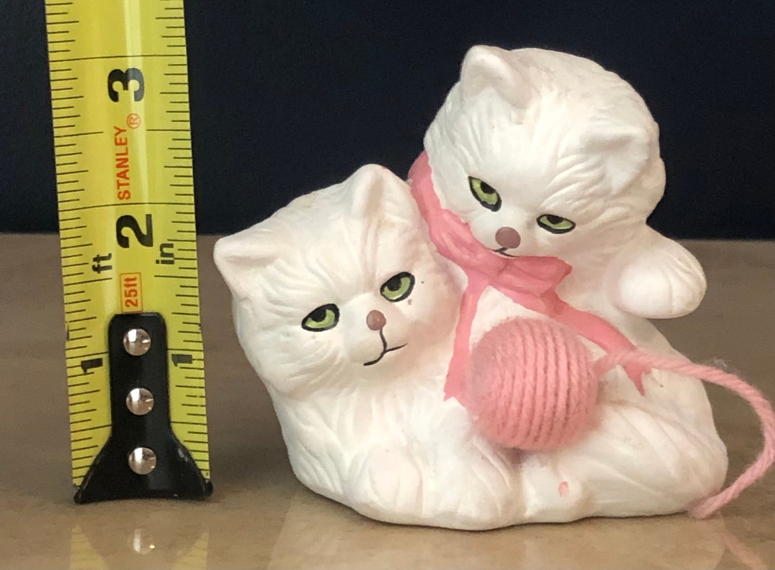 Vintage Homco White Porcelain Kittens Figurine With Pink Bow Etsy