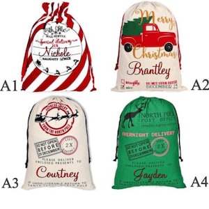 Santa Sack Personalized Large, Custom Santa Sack, Christmas Gift Bag, Christmas Gift for Kids, large Santa Sack, Chritmas gift bags fabric