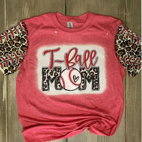 Tball Mom Bleached Shirt Teeball Mama Tshirt Tball Mom Etsy
