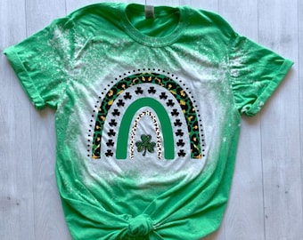 St Patricks Day shirt women, St Patricks Day Rainbow Bleached tshirt, Womens St Pattys Day Shirt, Youth St Patricks Day shirt