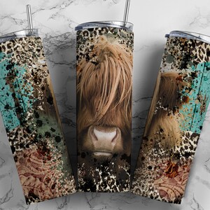 Highland Cow Tumbler, Cow Print Western Tumbler, Cow Tumbler, Christmas Gift for her, Christmas Gift, Country Tumbler