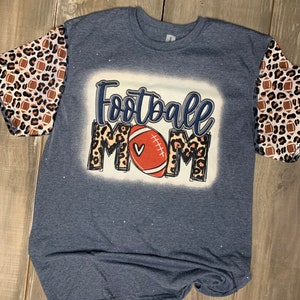 Football Mom Bleached Shirt, Football Mama Bleached Sleeves, Football mom tshirt, Football Mama