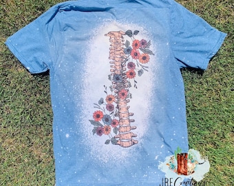 Grow Through it Shirt, Flower Spine Shirt for Women, Bleached Shirt for Women, Mental Health Shirt, Grow through it spine