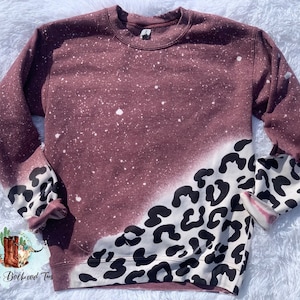 Leopard Sweatshirt, Bleached Sweatshirt, Leopard Print Shirt, Women's Sweatshirt