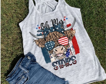 Oh my stars 4th Tank, 4th of July Womens Racerback Tank, Funny 4th of July Shirt, Independence day shirt women, patriotic