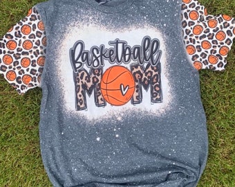 Basketball Mom Bleached Shirt, Basketball Mama t-shirt, Basketball Mom Tee, Bleached shirt, Basketball Shirt