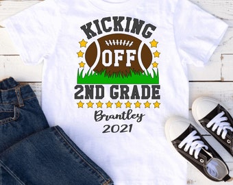 Kicking Off Second Grade Shirt, 2nd Grade Shirt Boy, Back to school shirt, Second Grade shirt, First day of school, Football 2nd Grade