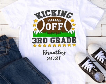 Kicking Off Third Grade Shirt, 3rd Grade Shirt Boy, 3rd grade Back to school shirt, Third Grade shirt, Football 3rd Grade Shirt