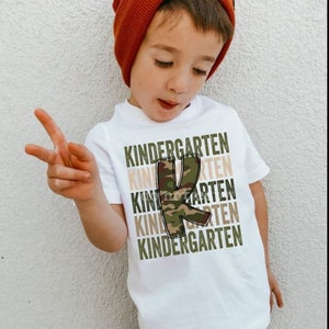 First day of kindergarten boys shirt, 1st day of kindergarten camo shirt boys, 1st day of school shirt boy toddler, hunting camo boys shirt image 1