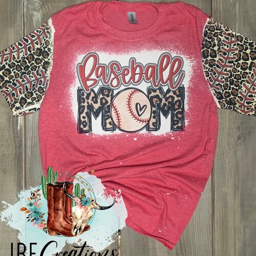 Baseball Mom Bleached Shirt Baseball Mama Tshirt Baseball Etsy
