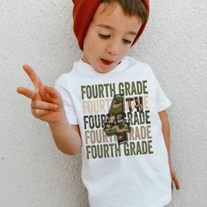 First day of 4th grade boys shirt, First day of fourth grade camo shirt boys, first day of school shirt boy youth