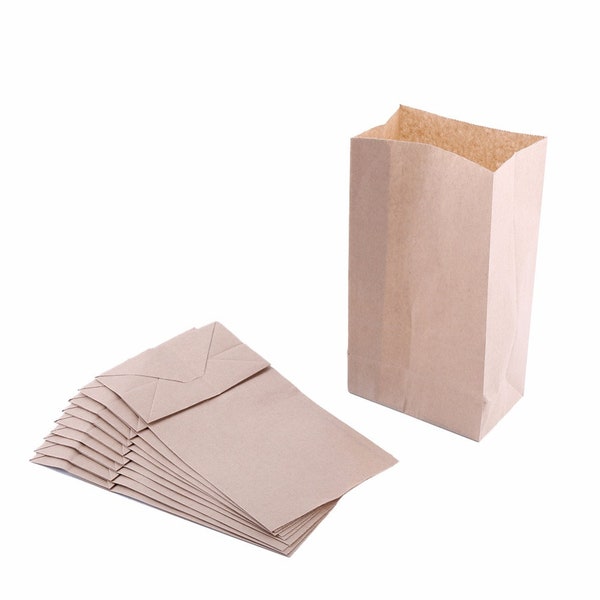 Small Brown Paper Bags 3 x 2 x 6" party favors, Paper Lunch Bags, Grocery Bag, wedding favor bags, kraft bags, paper bags 100 per pack
