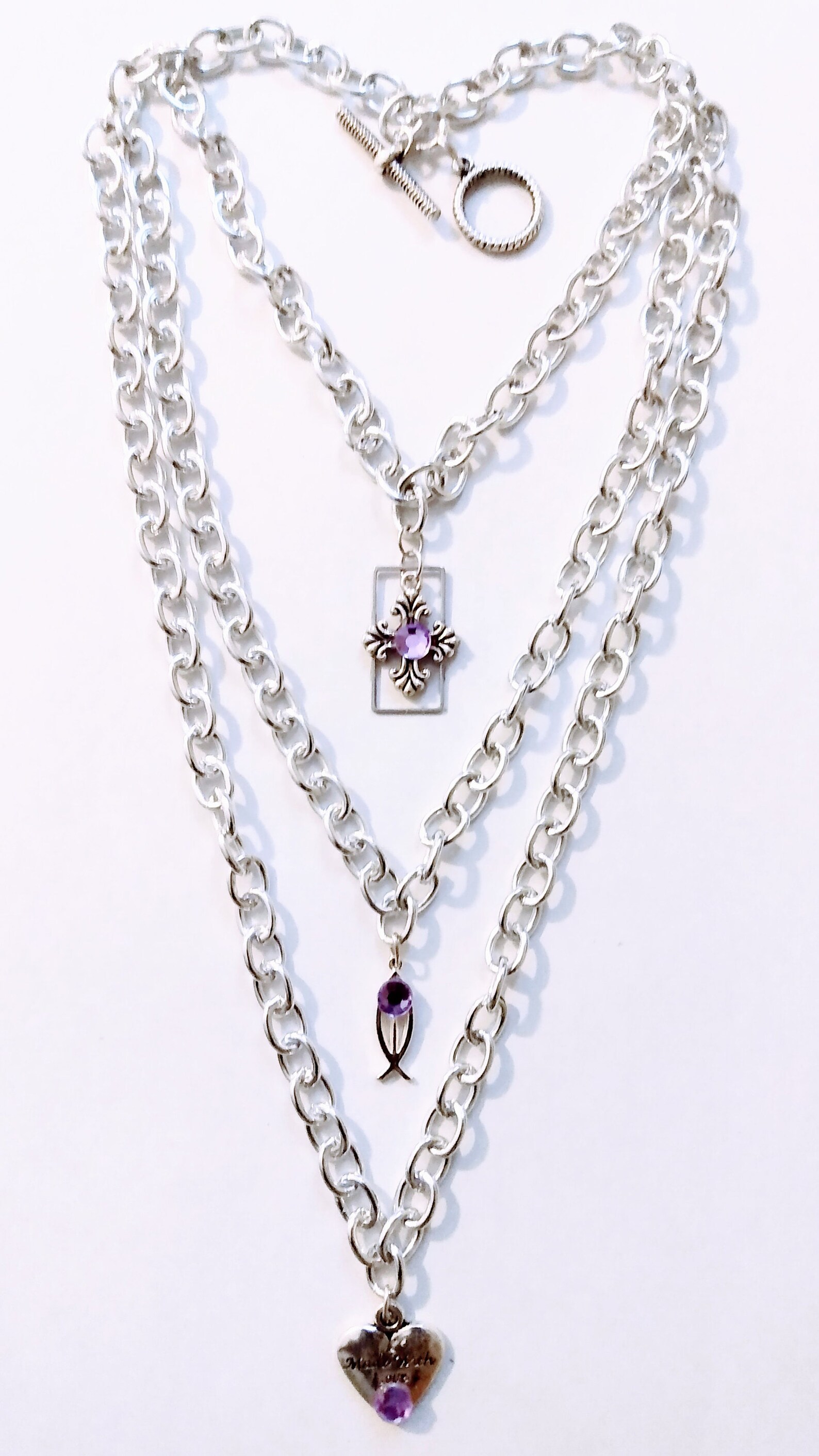 Nickel free stack necklace religious Etsy Nickel free stack necklace religious Etsy