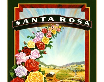 Santa Rosa Poster - Wine Country Posters & Art - Souvenir Travel Gift - Home Decor