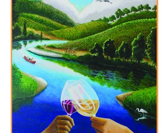Healdsburg Fitch Mountain Poster, Wine Country Art Print, Sonoma County Landscape, Northern California Vineyard Scene Fine Art Poster