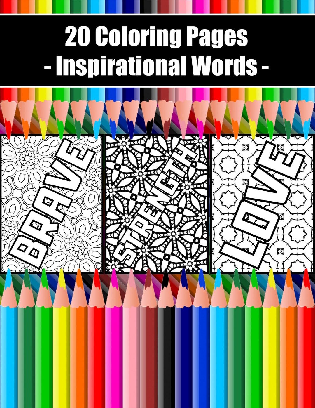 Coloring Pages Inspirational Words 20 Pages - Etsy