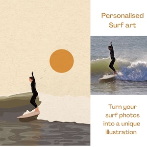 Custom Art | Personalised Surf Art| Unique Surf Art | Surf Portrait | Custom Portrait |  Retro Surf Art | Personalised Art Gift,