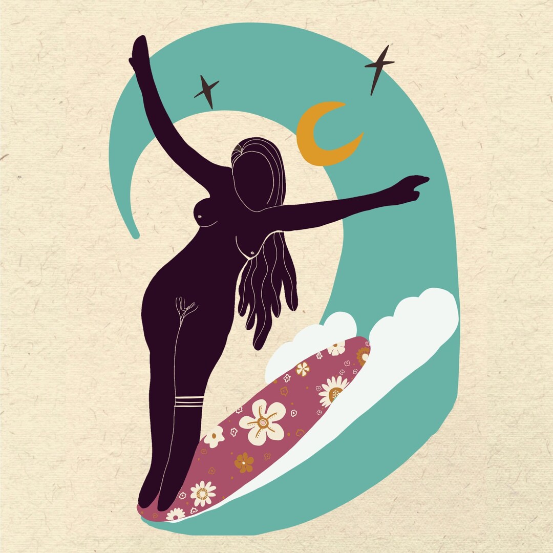 Surfer Girl Art Surf Art Surf Poster Women Surfer Spiritual Surfer Girl
