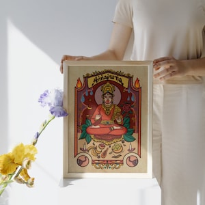 Spiritual Art | Annapurna Wall Art | Goddess Annapurna Art | Goddess Home Decor Art | Hindu Art | Hindu Deity Art | Spiritual Art For Home
