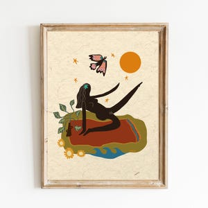 Yoga Girl Print | A4 Art Print | Digital Download | Yoga Wall Art | Mindfulness Decor | Meditation Print | Stretching Art | Wellness Print