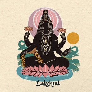 Spiritual Art | Lakshmi Poster Art | Lakshmi Deity Wall Art | Goddess Lakshmi Art | Goddess Home Decor Art | Lakshmi Wealth Art |