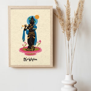 Spiritual Art | Hindu Art | Krishna Wall Art | Krishna Art | Home Decor Art | Krishna Hindu Art | Hindu Deity Art | Spiritual Art | Digital