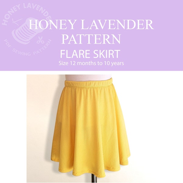 Flare Skirt PDF Sewing Pattern,Baby,Girl,12 Months to 10 years