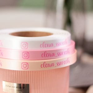 2cm Bedrucktes Geschenk-Band mit Firma, Logo, Instagram, Text, Symbol oder Namen in verschiedenen Farben personalisiert 100% Satin 20mm Bild 10