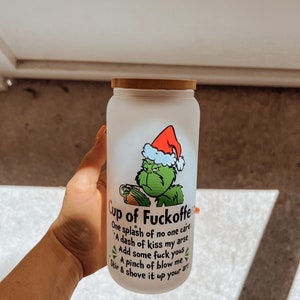 Grinch Christmas frosted can glass | funny cup | Christmas | beer can glass | coffee glass | gift idea | tumbler