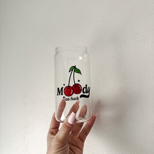 Moody can glass | cherry glass | iced coffee glass can