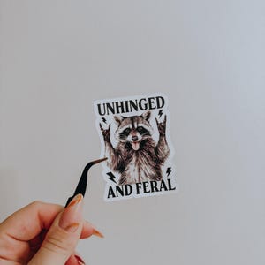 Unhinged And Feral sticker , Funny Opossum,  Rock’n Feral Possum, Vintage Feral Mom sticker, Funny Sarcastic Quote