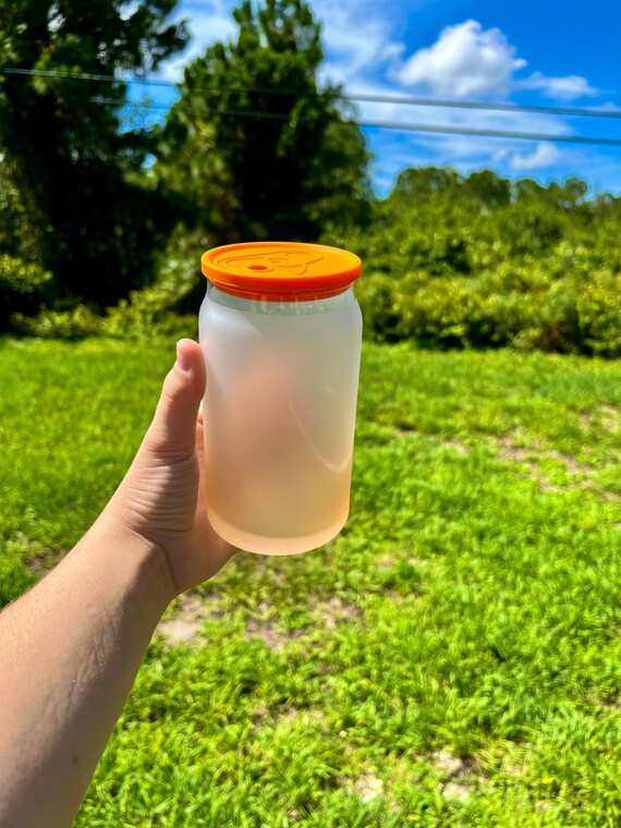Orange Frosted Can Glass Beer Can Glass Coffee Can Glass Etsy