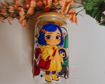 Baby coraline glass cup | button eyed doll | 16oz can glass