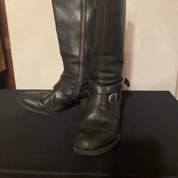 VS1 Born Boots, Black Leather, Calf Length, Zip, Women's Size 9