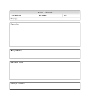 Monthly One on One Template Etsy