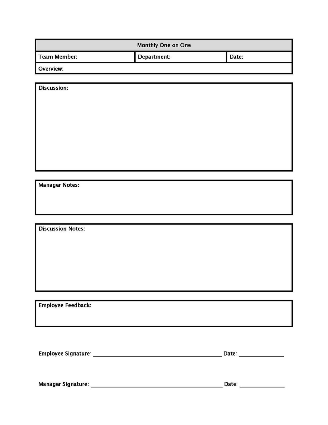 Monthly One On One Template Download Now Etsy