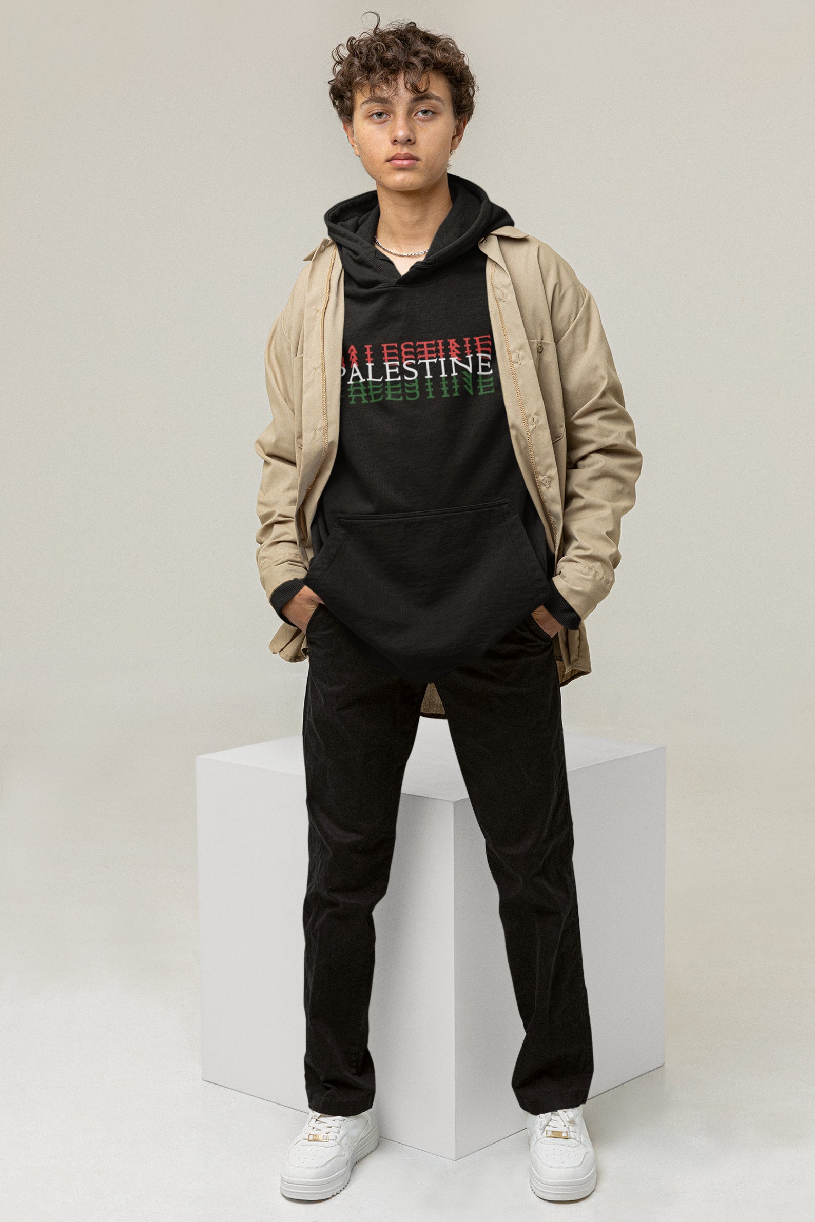 Palestine Apparel, Free Palestine Crewneck Sweater/hoodie Black White