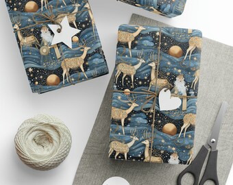 Christmas Wrapping Paper, Luxury Gift Wrapping, Christmas Reindeer Wrapping Paper, Elegant Christmas Wrapping, Christmas Gift Wrapping Paper