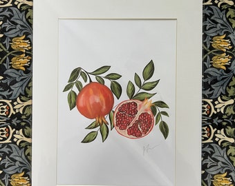 Pomegranate Print | Wall Art Decor | A4 | A3 | Watercolour Painted Fruits