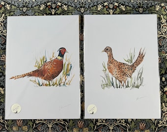 Duo Print ‘Pheasant and Female Pheasant Print’ | Wall Art Decor | A4 | A3 | Watercolour Painted Gamebirds