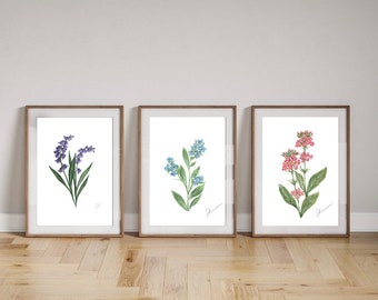 Bluebell Print | Wall Art Decor | A4 | A3 | Watercolour Painted Flowers