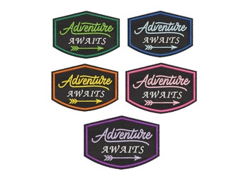 Adventure Awaits Patch - The Great Outdoors-  Choose Colors and Size - Iron on or Sew - Backpack Patch - Denim Jacket Patch