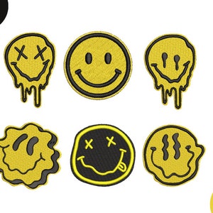 Smiley Face Patch Iron on or Sew on  - Choose your Colors - Choose Size - Backpack Patch - Denim jacket patch - Aesthetic Patch