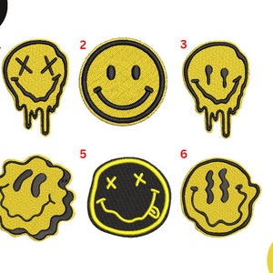 Smiley Face Patch Iron on or Sew on  - Choose your Colors - Choose Size - Backpack Patch - Denim jacket patch - Preppy Aesthetic Patch