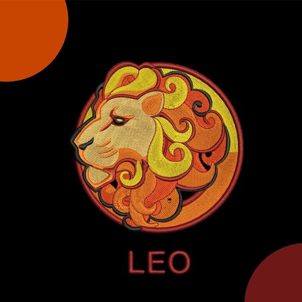 Leo Patch Iron on or Sew on  - 3, 3.5, 3.8 inch - Zodiac Patch - Choose your background Colors - Backpack Patch - Denim Jacket Patch