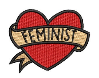 Feminist Patch - Iron on Decal - Sew on Girl Power - Embroidered Heart - Gift for Her - Patches for jacket - Decal for backpack