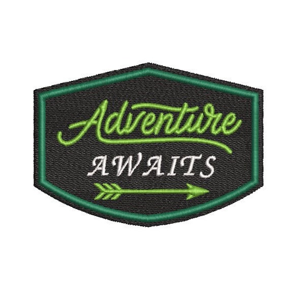 Adventure Awaits Patch - The Great Outdoors-  Choose Colors and Size - Iron on or Sew - Backpack Patch - Denim Jacket Patch