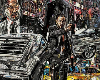 John wick collage art/ Giclee/17x17/limited/signed/numbered